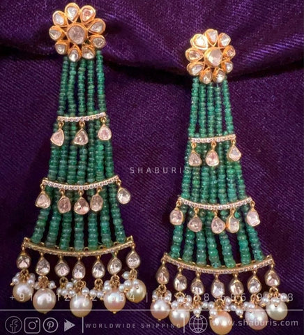 Tassel earrings diamond earrings silver jewelry diamond jhumka silver jewelry 22ct gold jewelry designs polki diamonds multi color beads