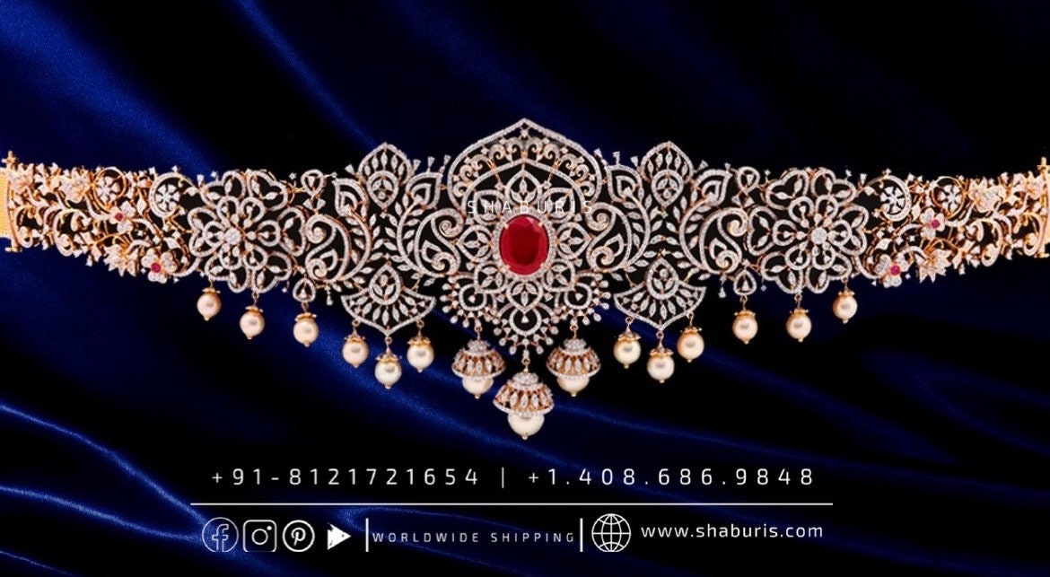 Diamond Vaddanam,South Indian Jewelry,Vaddanam,Kids Vaddanam,hip chain,diamond vaddanam,pure Silver indian jewelry - SHABURIS
