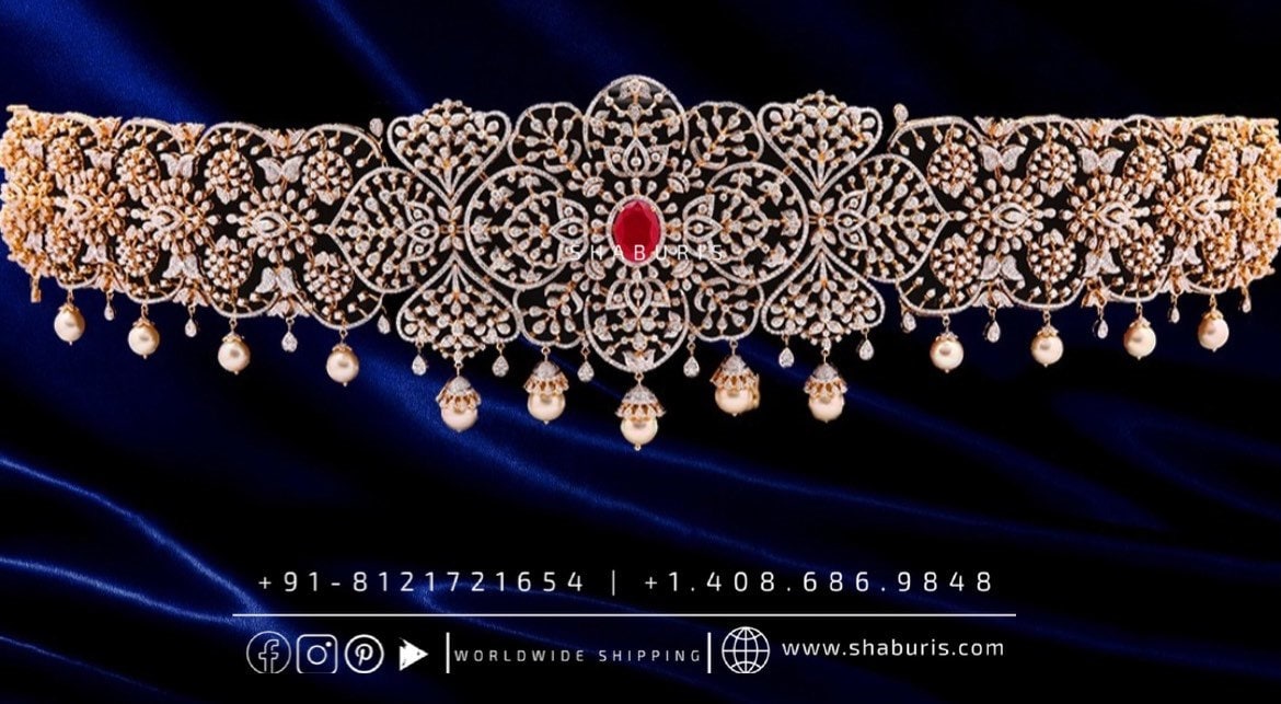 Diamond Vaddanam,South Indian Jewelry,Vaddanam,Kids Vaddanam,hip chain,diamond vaddanam,pure Silver indian jewelry - SHABURIS