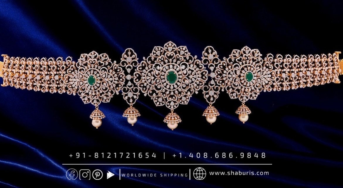 Diamond Vaddanam,South Indian Jewelry,Vaddanam,Kids Vaddanam,hip chain,diamond vaddanam,pure Silver indian jewelry - SHABURIS