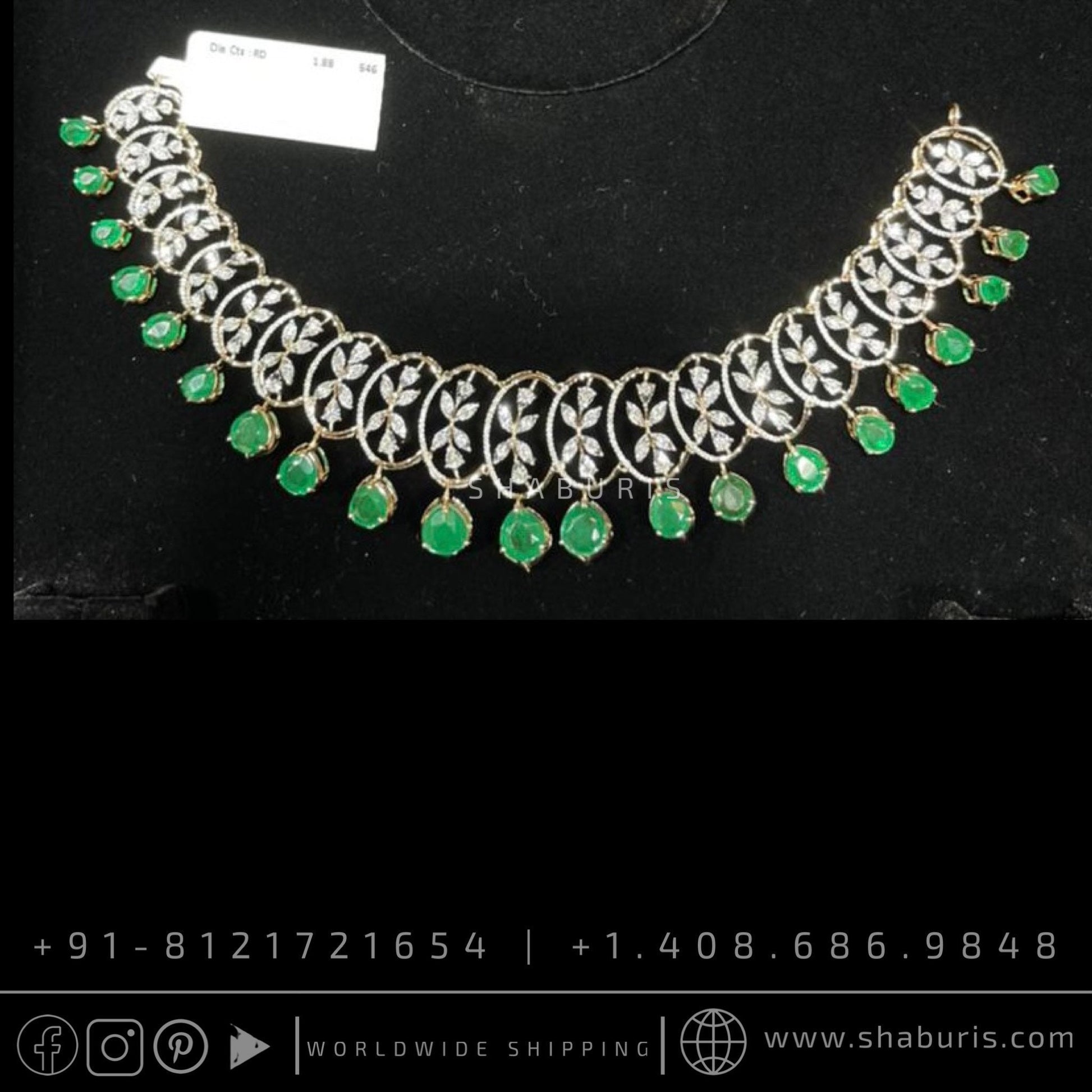 Diamond necklace pure silver necklace emerald quartz south sea pearls swarovski diamond indian jewelry sabyasachi inspired SHABURIS