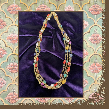 Navaratan Beads Silver necklace beaded mala simple jewelry statement jewelry silver jewelry indian jewelry bridal jewelry