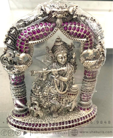 Pure Silver krishna  idol,silver God Idol,Indian Pooja Articles,silver articles indian,pooja samagri,Antique silver article,