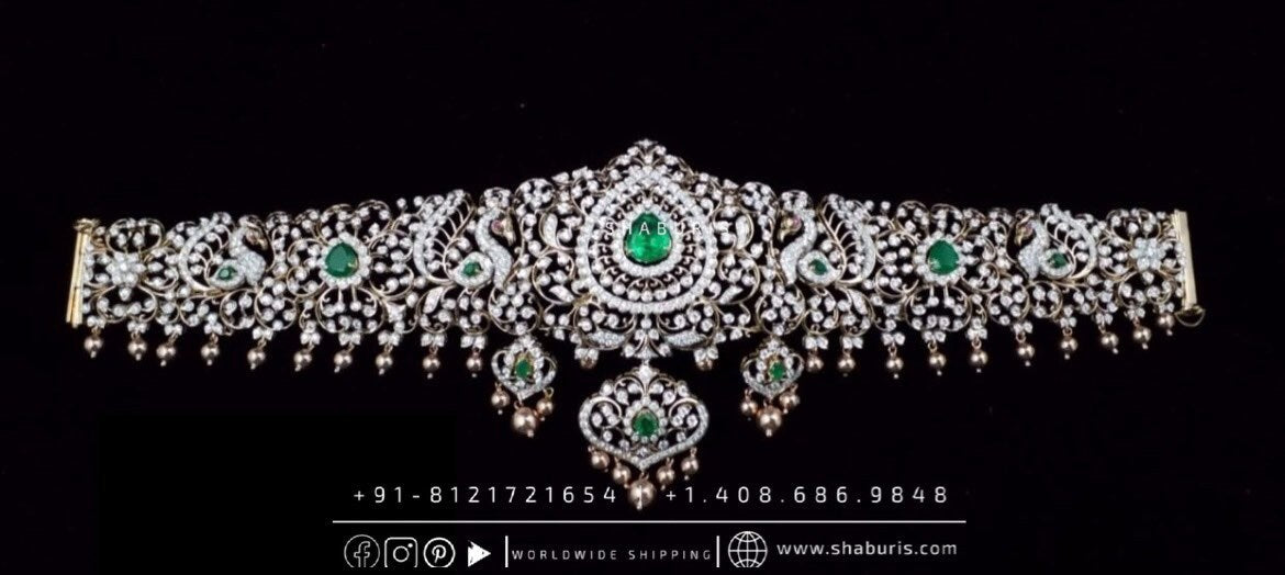 Diamond Vaddanam,South Indian Jewelry,Vaddanam,Kids Vaddanam,hip chain,diamond vaddanam,pure Silver indian jewelry - SHABURIS