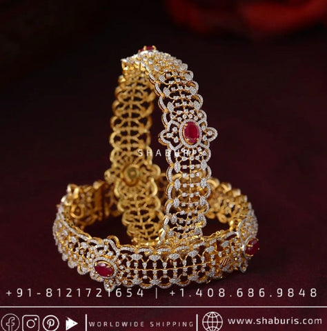 Diamond Bangles antique necklace rubies emeralds bridal diamond necklace indian jewelry designs silver jewelry wedding jewelry - SHABURIS