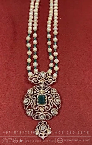 Victorian Diamond pendant,Swarovski Jewelry,diamond Necklace,pearl necklace statement jewelry indian wedding jewelry bridal jewelry-SHABURIS