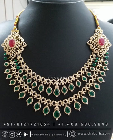 Diamond choker,Swarovski Jewelry,diamond Necklace,wedding jewelry bridal jewelry silver jewelry necklace set - SHABURIS