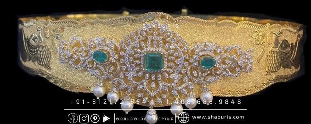 Diamond Vaddanam,South Indian Jewelry,Vaddanam,Kids Vaddanam,hip chain,diamond vaddanam,pure Silver indian jewelry - SHABURIS