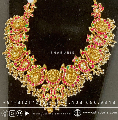 Nakshi Necklace Temple Jewelry antique jewelry gold jewelry designs silver jewelry indian wedding jewelry bridal jewelry - SHABURIS