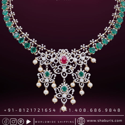 Diamond Choker Polki diamond necklace diamond vaddanam multi purpose necklace silver jewelry indian wedding jewelry - SHABURIS