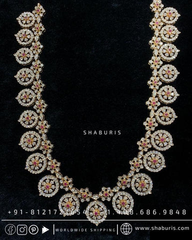 Diamond Choker Polki diamond necklace diamond vaddanam multi purpose necklace silver jewelry indian wedding jewelry - SHABURIS