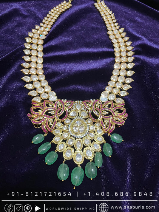 Menakari necklace antique necklace rubies emeralds bridal diamond necklace indian jewelry designs silver jewelry wedding jewelry - SHABURIS