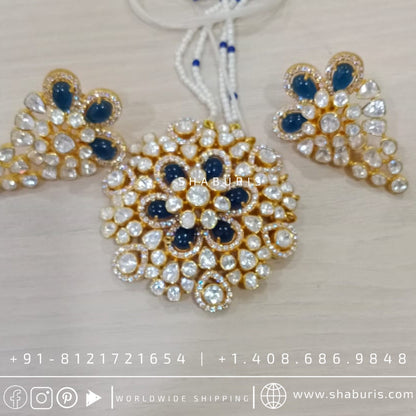 Tanzanite Pendant Pure Silver Pendant Cocktail pendant and earrings detachable Pendant silver jewelry indian jewelry-SHABURIS