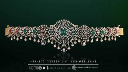 Diamond Vaddanam,South Indian Jewelry,Vaddanam,Kids Vaddanam,hip chain,diamond vaddanam,pure Silver indian jewelry - SHABURIS