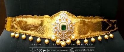 Diamond Vaddanam,South Indian Jewelry,Vaddanam,Kids Vaddanam,hip chain,diamond vaddanam,pure Silver indian jewelry - NIHIRA - SHABURIS