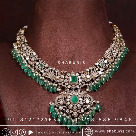 Victorian necklace diamond necklace rubies emeralds bridal diamond necklace indian jewelry designs silver jewelry wedding jewelry - SHABURIS