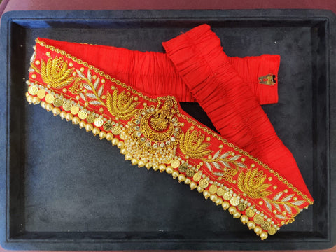 Saree belt maggam work belt lakshmi pendant vaddanam waist belt designer belt saree belt adjustable waist belt hip belt hip chain vadiyanam
