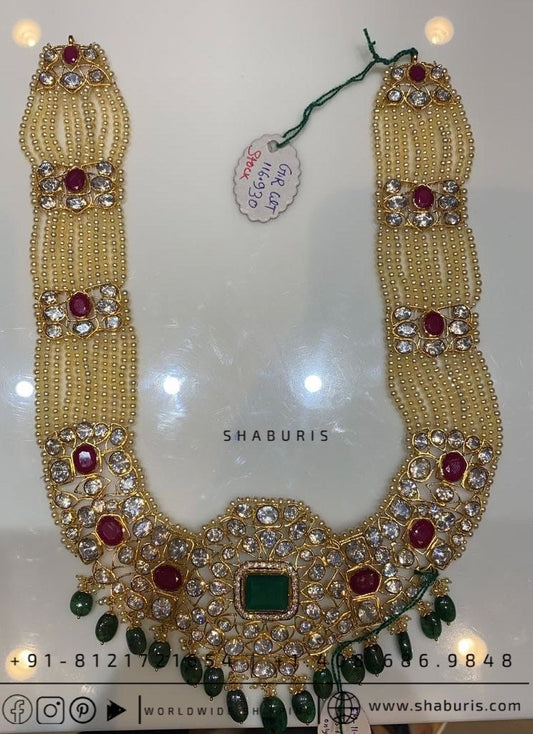 Kundan necklace antique necklace rubies emeralds bridal diamond necklace indian jewelry designs silver jewelry wedding jewelry - SHABURIS