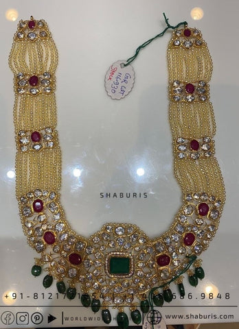 Kundan necklace antique necklace rubies emeralds bridal diamond necklace indian jewelry designs silver jewelry wedding jewelry - SHABURIS