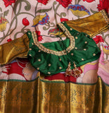 Pure kanchi pen kalamkari Saree in kanchi border | kanchi saree | Authentic pattu Saree | Handloom Saree | pattu saree