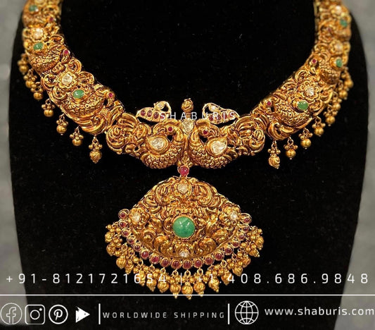 Kundan necklace antique necklace rubies emeralds bridal diamond necklace indian jewelry designs silver jewelry wedding jewelry - SHABURIS