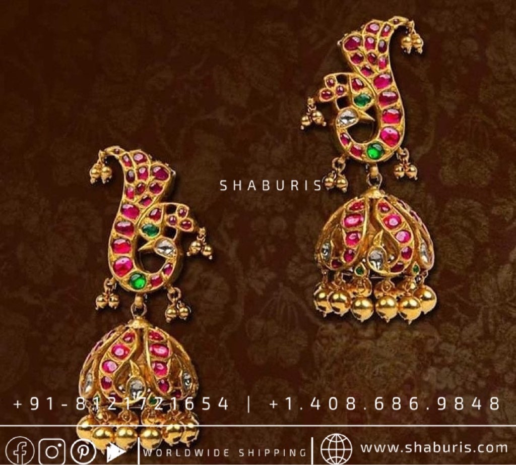 Kundan jhumka antique necklace rubies emeralds bridal diamond necklace indian jewelry designs silver jewelry wedding jewelry - SHABURIS