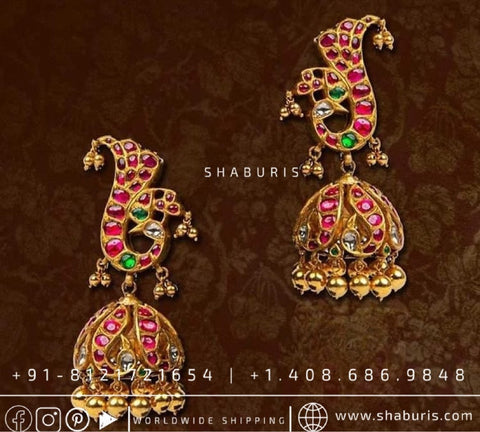 Kundan jhumka antique necklace rubies emeralds bridal diamond necklace indian jewelry designs silver jewelry wedding jewelry - SHABURIS