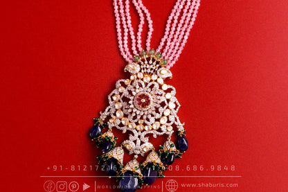 Morganite Bead necklace russian emeralds bridal diamond necklace indian jewelry designs silver jewelry wedding jewelry - SHABURIS