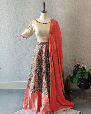 Patola Lehenga Choli Half Saree Langa Voni Mehendi outfit Yellow Lehenga Purple Lehenga Teens Party Lehenga Indian Half saree Kids Lehenga