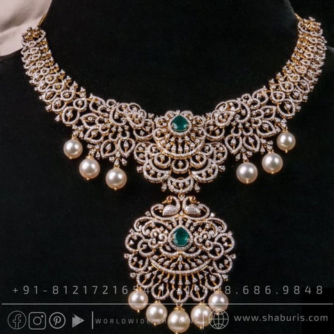 Diamond necklace swarovski necklace rubies emeralds bridal diamond necklace indian jewelry designs silver jewelry wedding jewelry - SHABURIS