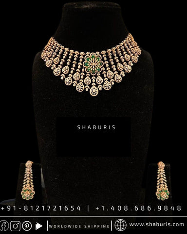 Diamond necklace antique necklace rubies emeralds bridal diamond necklace indian jewelry designs silver jewelry wedding jewelry - SHABURIS