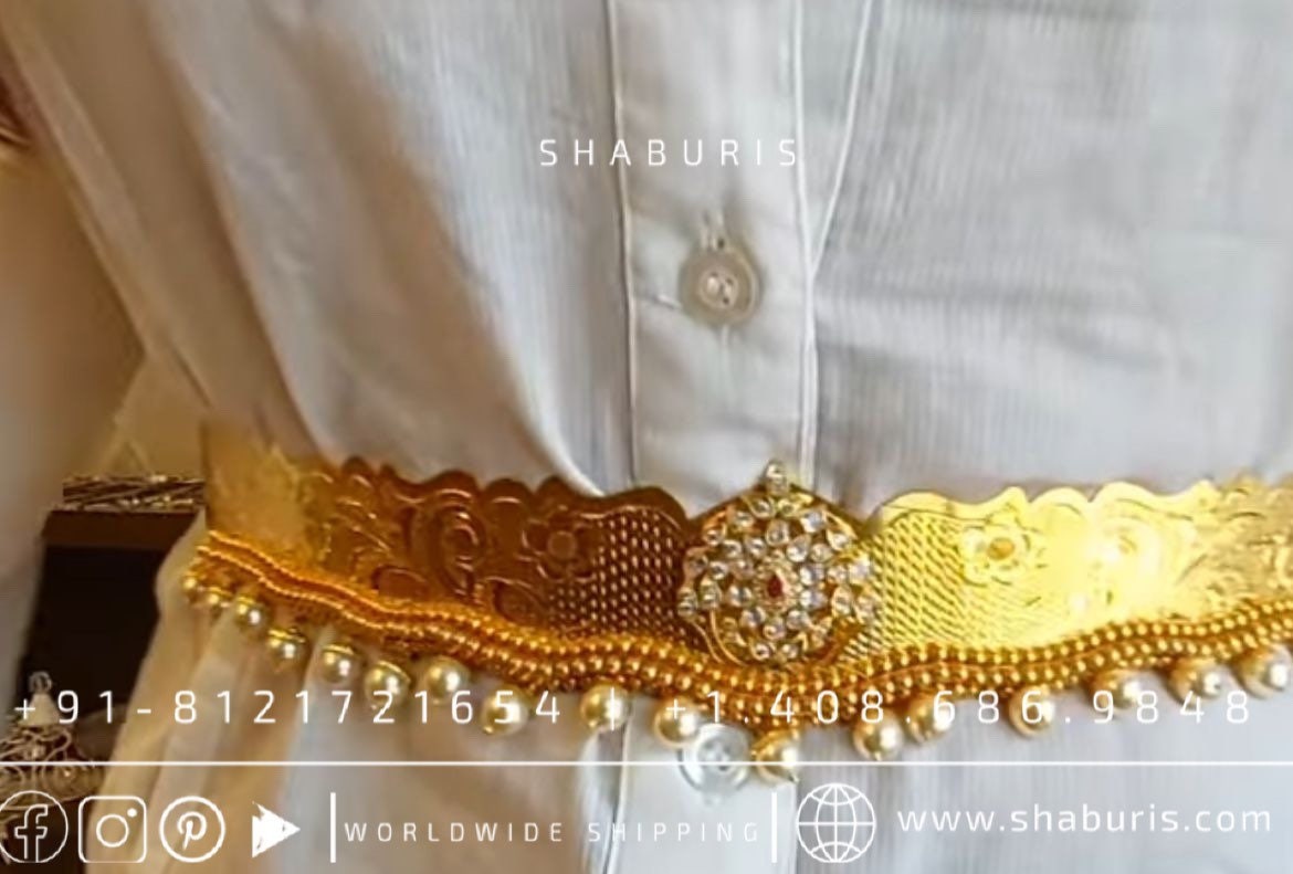 Diamond Vaddanam,South Indian Jewelry,Vaddanam,Kids Vaddanam,hip chain,diamond vaddanam,pure Silver indian jewelry - NIHIRA - SHABURIS