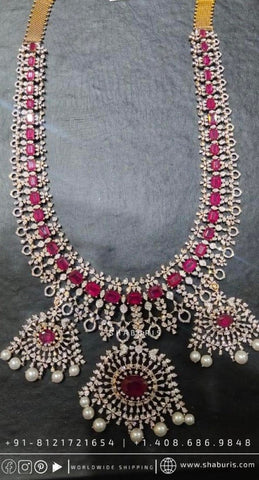 Diamond necklace antique necklace rubies emeralds bridal diamond necklace indian jewelry designs silver jewelry wedding jewelry - SHABURIS