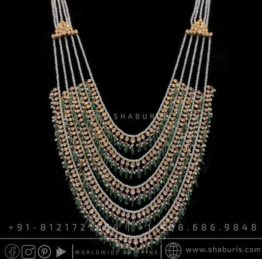 Panchlada necklace antique necklace rubies emeralds bridal diamond necklace indian jewelry designs silver jewelry wedding jewelry - SHABURIS