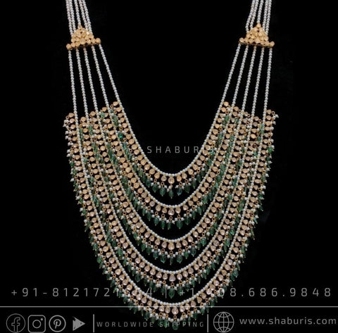 Panchlada necklace antique necklace rubies emeralds bridal diamond necklace indian jewelry designs silver jewelry wedding jewelry - SHABURIS