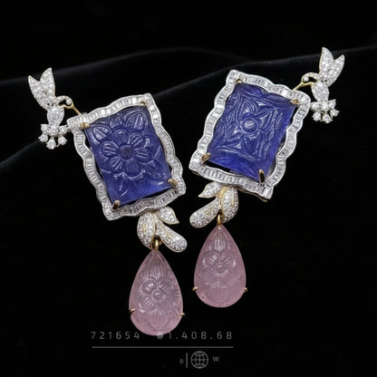 Tanzanite morganit studs bridal diamond earrings indian jewelry designs silver jewelry wedding jewelry - SHABURIS