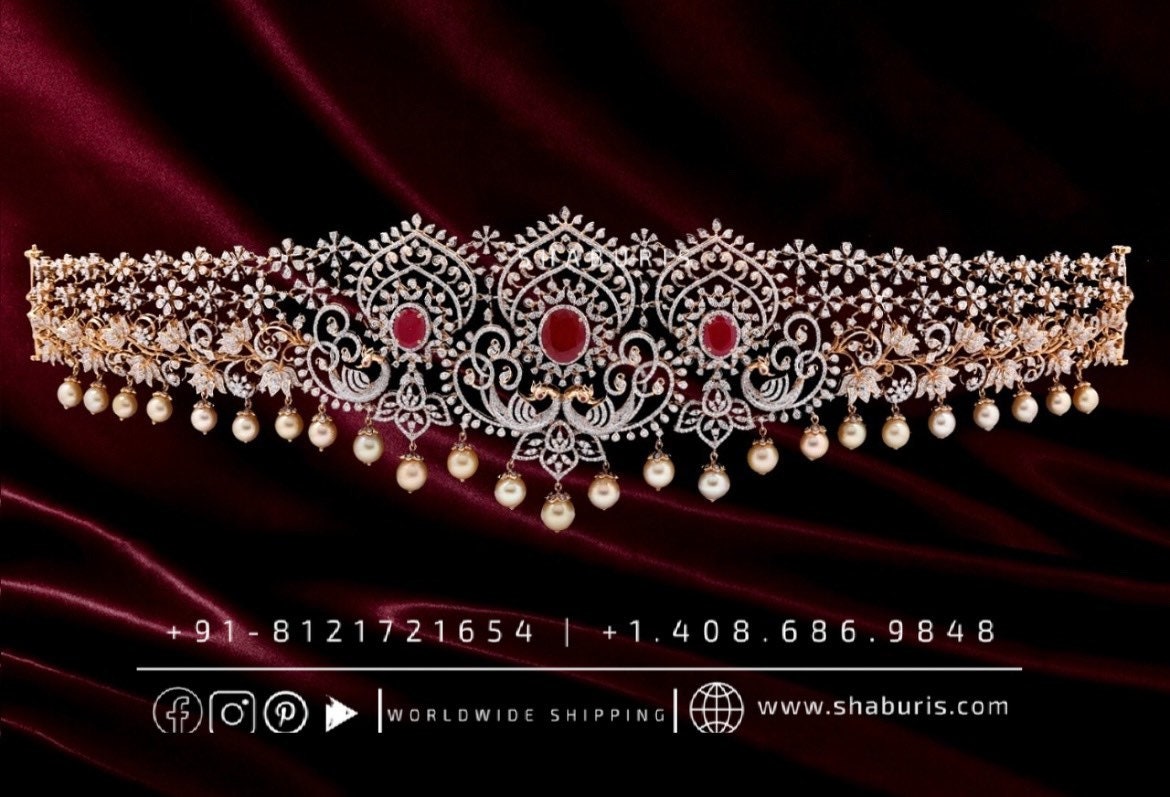 Diamond Vaddanam,South Indian Jewelry,Vaddanam,Kids Vaddanam,hip chain,diamond vaddanam,pure Silver indian jewelry - SHABURIS