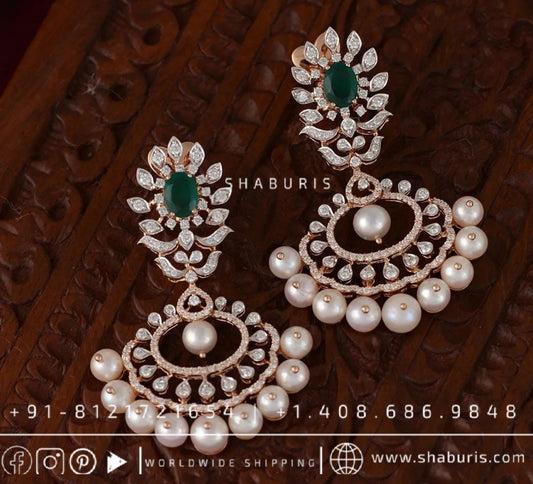 Diamond jhumka diamond buttalu rubies emeralds bridal diamond necklace indian jewelry designs silver jewelry wedding jewelry - SHABURIS