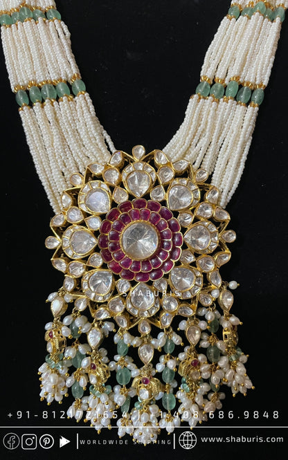 Kundan necklace antique necklace rubies emeralds bridal diamond necklace indian jewelry designs silver jewelry wedding jewelry - SHABURIS