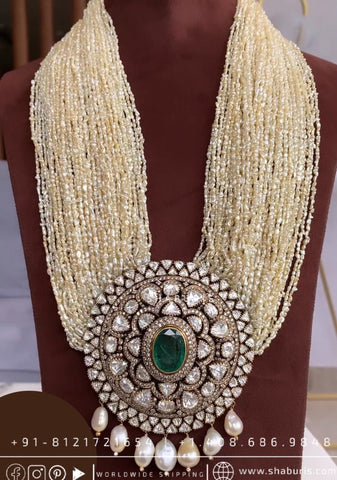 Victorian Pendant necklace rubies emeralds bridal diamond necklace indian jewelry designs silver jewelry wedding jewelry - SHABURIS