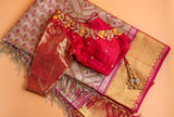 Bridal saree Pink Saree Stitched blouse Silk Saree Kanchi kanjivaram pattu saree Wedding Saree Blouse Bridal Blouse Handloom Saree