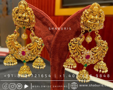 Antique jhumka nakshi jhumka rubies emeralds bridal diamond necklace indian jewelry designs silver jewelry wedding jewelry - SHABURIS