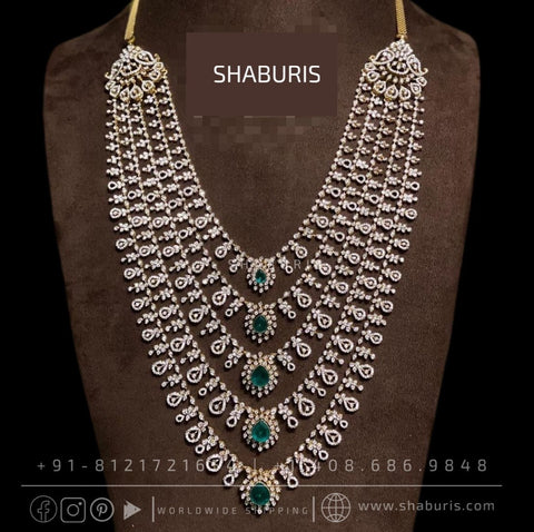 Panch lada pearl haram jades gem jewelry south indian hyderabadi jewelry pure silver sabyasachi jewelry inspired -SHABURIS