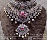 Diamond choker diamond necklace rubies emeralds bridal diamond necklace indian jewelry designs silver jewelry wedding jewelry - SHABURIS
