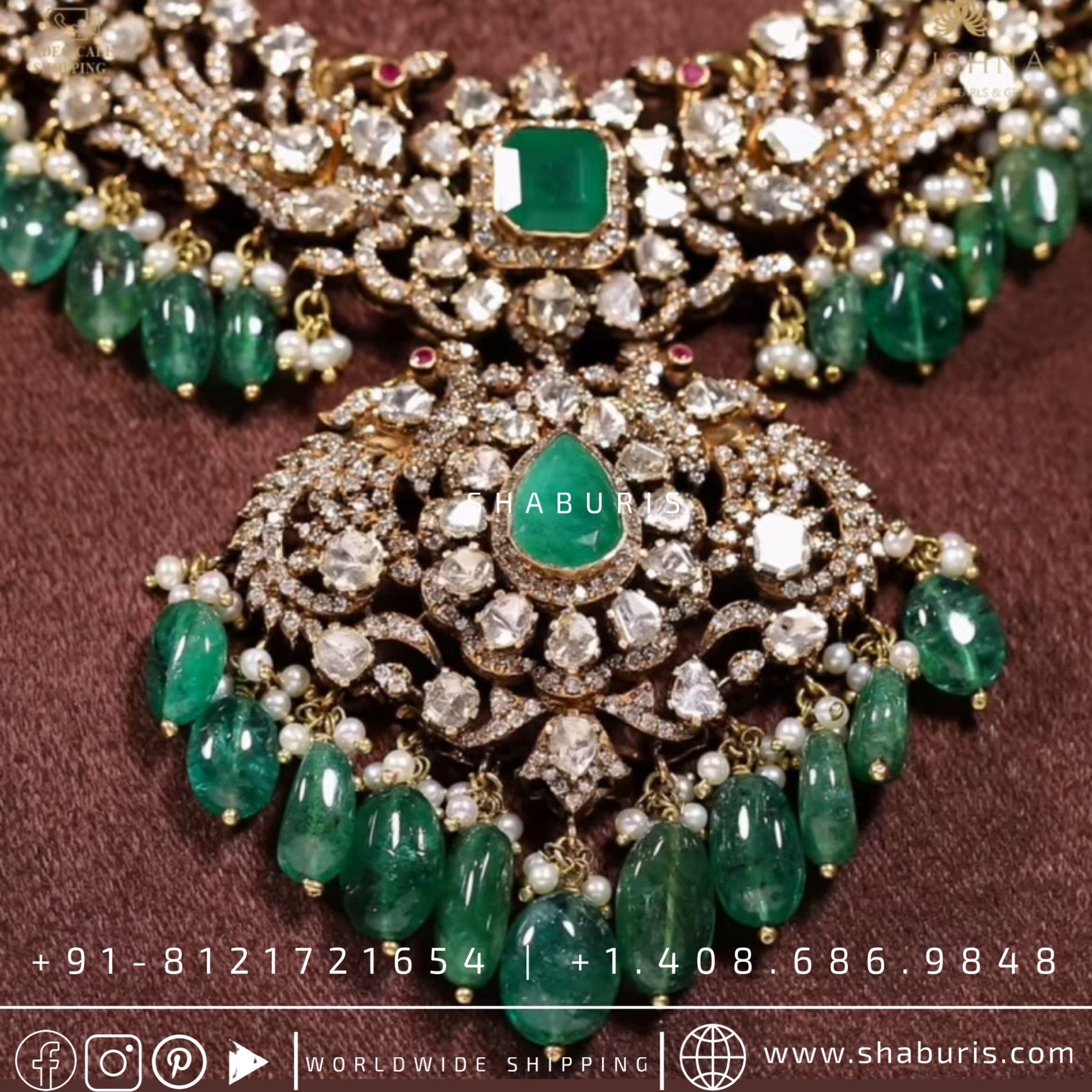 Victorian necklace diamond necklace rubies emeralds bridal diamond necklace indian jewelry designs silver jewelry wedding jewelry - SHABURIS