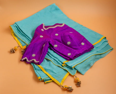 Designer Saree Mehendi Saree Lyte weight Saree Fusion saree Wedding saree Sangeet Saree Haldi Saree Maggam Work Blouse - Ready to Ship Saree