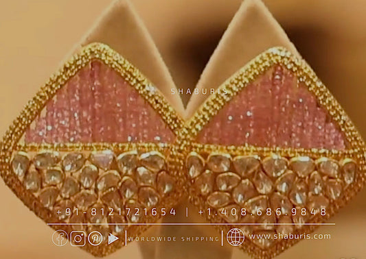 Polki studs fusion earrings rubies morganites bridal cocktail studs indian jewelry designs silver jewelry wedding jewelry - SHABURIS