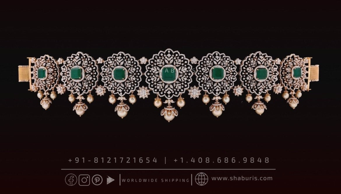 Diamond Vaddanam,South Indian Jewelry,Vaddanam,Kids Vaddanam,hip chain,diamond vaddanam,pure Silver indian jewelry - SHABURIS