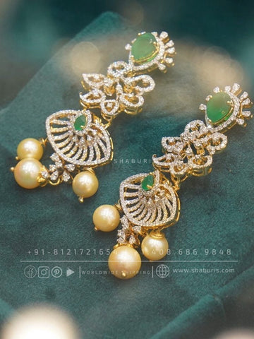 Diamond Jhumka Diamond Earrings rubies emeralds bridal diamond necklace indian jewelry designs silver jewelry wedding jewelry - SHABURIS