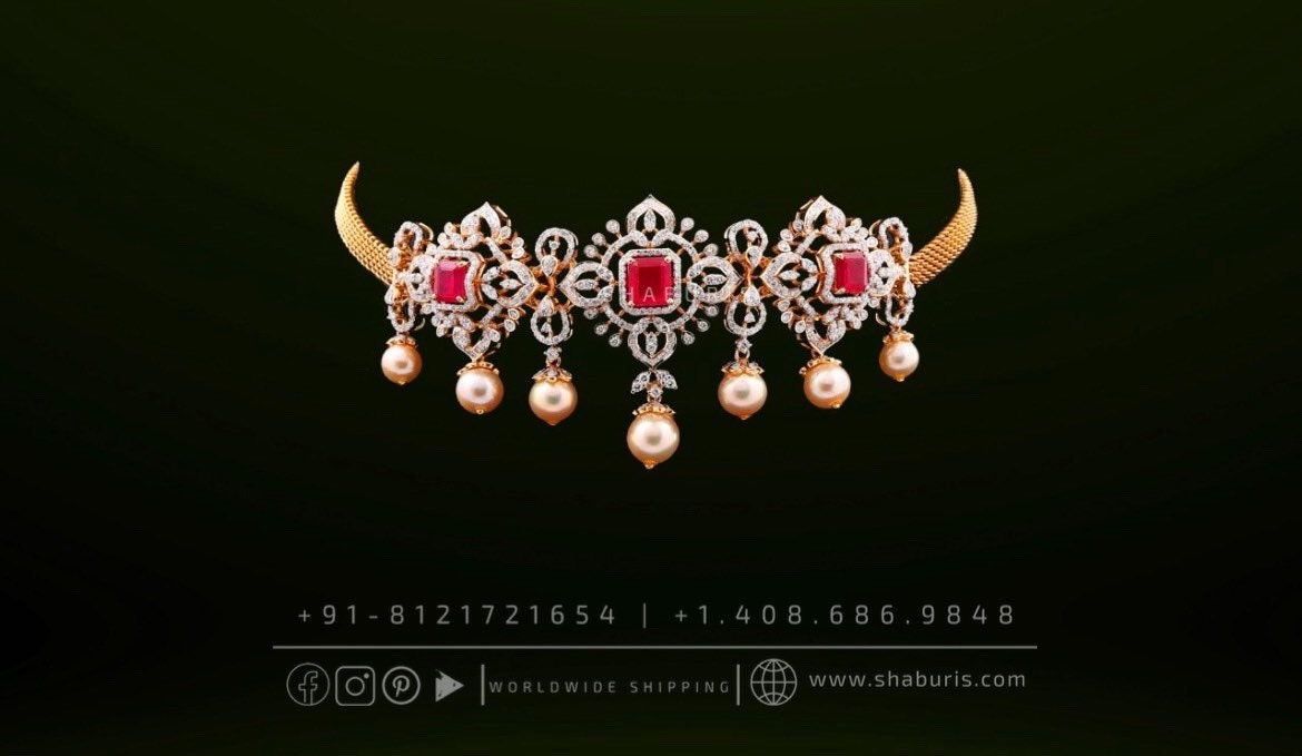 Diamond Necklace Swarovski Diamond Pendant Emerald Gem Stone Silver Jewelry Statement Jewelry Indian Jewelry Designs - SHABURIS